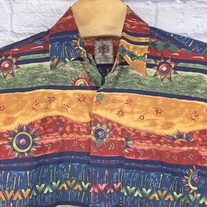 The Territory Ahead Men Southwestern Sun Print Cotton Button Shirt Size Medium